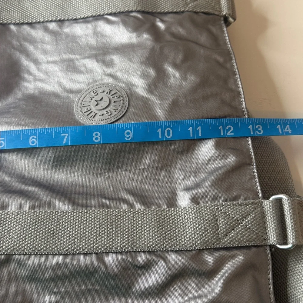 Kipling Adara Large Crossbody Tote Bag Smooth Silver Metallic